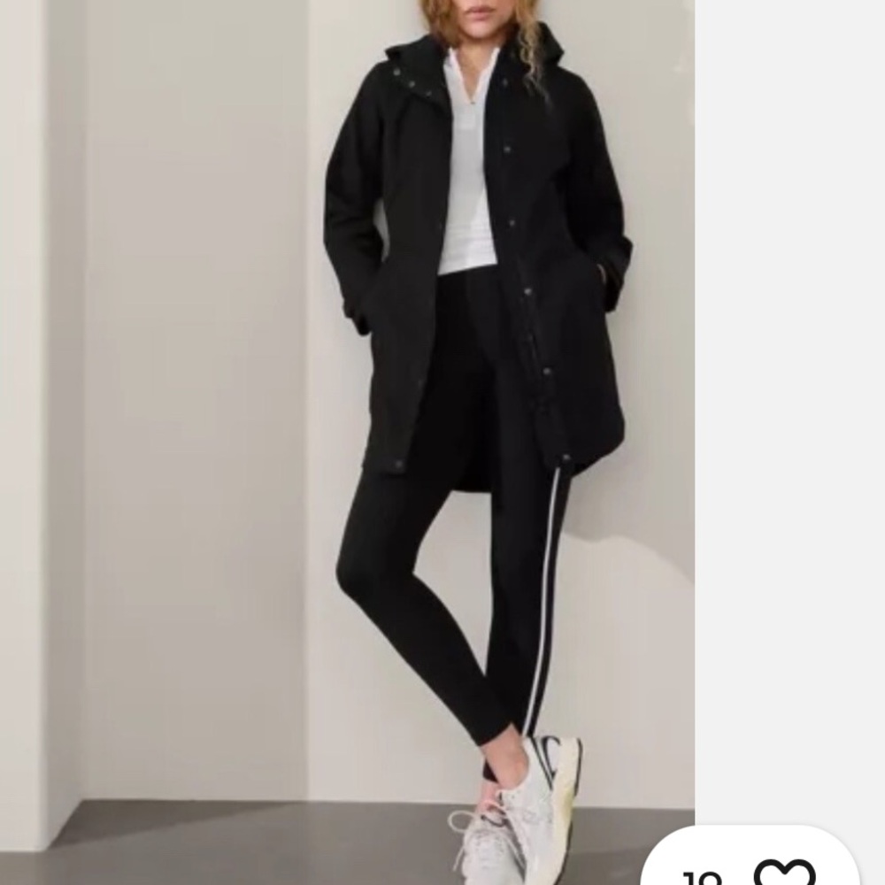 Athleta hooded Black Trench Coat Water-Proof 3x NWT - Picture 4 of 8